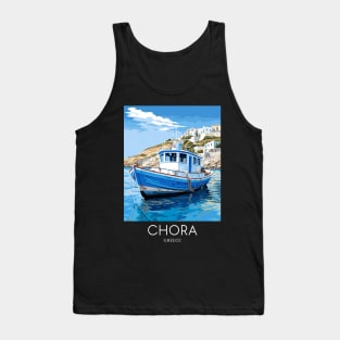 A Pop Art Travel Print of Chora Andros Island - Greece Tank Top